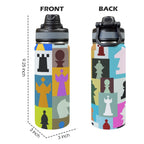 Colourful Chess - Insulated Water Bottle with Dual-Use Lid (18oz) Insulated Water Bottle with Dual-Use Lid (18oz) Chess Games Printed Offshore