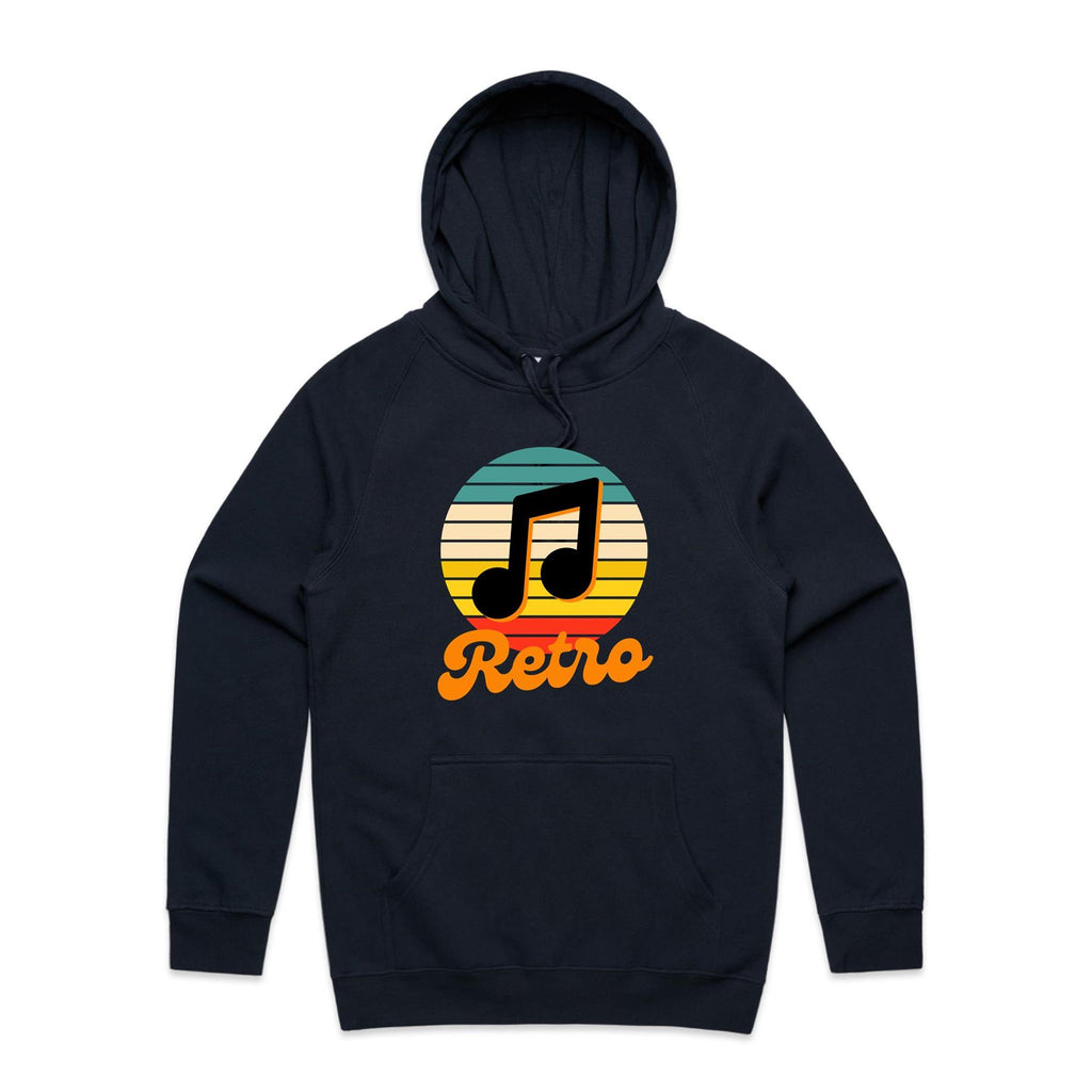 Retro Music - Mens Hoodie Navy Mens Hoodie Music Printed In Australia Retro