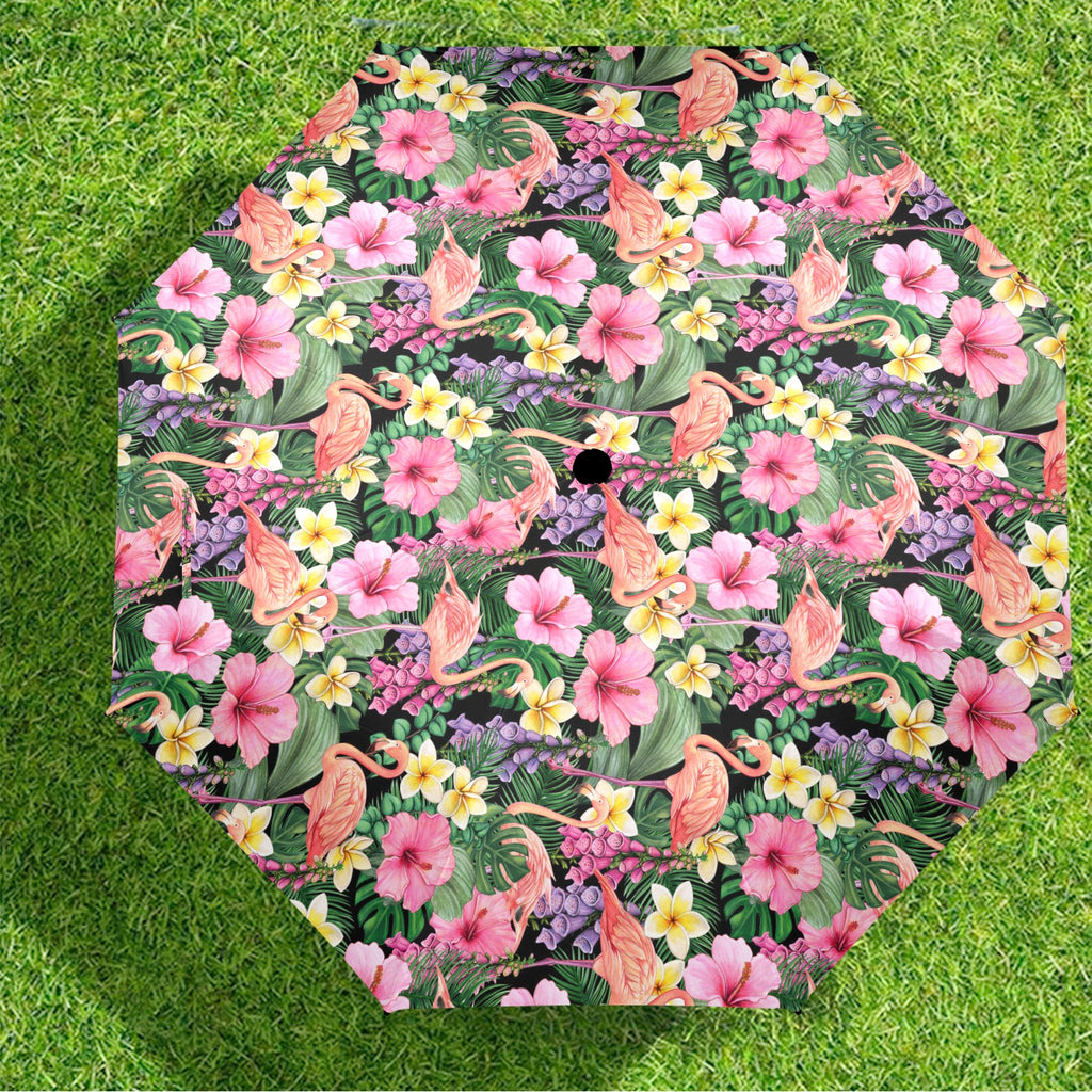 Flamingo Jungle - Semi-Automatic Foldable Umbrella (Model U12) Semi-Automatic Foldable Umbrella (U12)