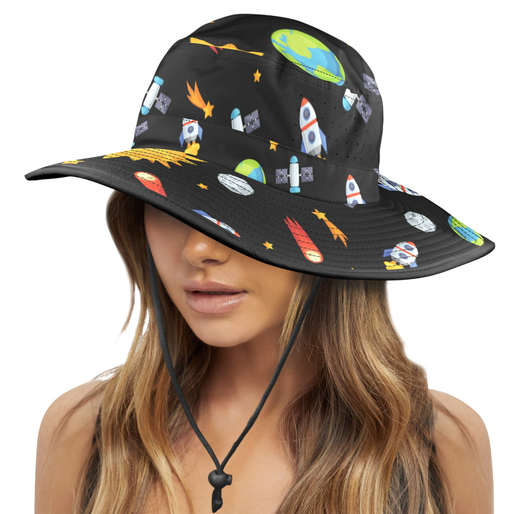 Busy Space - Wide Brim Bucket Hat Wide Brim Bucket Hat Printed Offshore Space