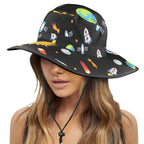 Busy Space - Wide Brim Bucket Hat Wide Brim Bucket Hat Printed Offshore Space