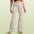 Boho Flowers And Leaves High Waist Crossover Tummy Control Flare Leggings 5XL High Waist Flare Leggings Plants Printed Offshore