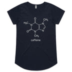 Caffeine Molecule - Womens Scoop Neck T-Shirt Navy Womens Scoop Neck T-shirt Coffee Printed In Australia Science