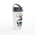 Personalised - Coffee Skull - White 15oz Stainless Steel Travel Mug Personalised Travel Mug Coffee Globally Fulfilled