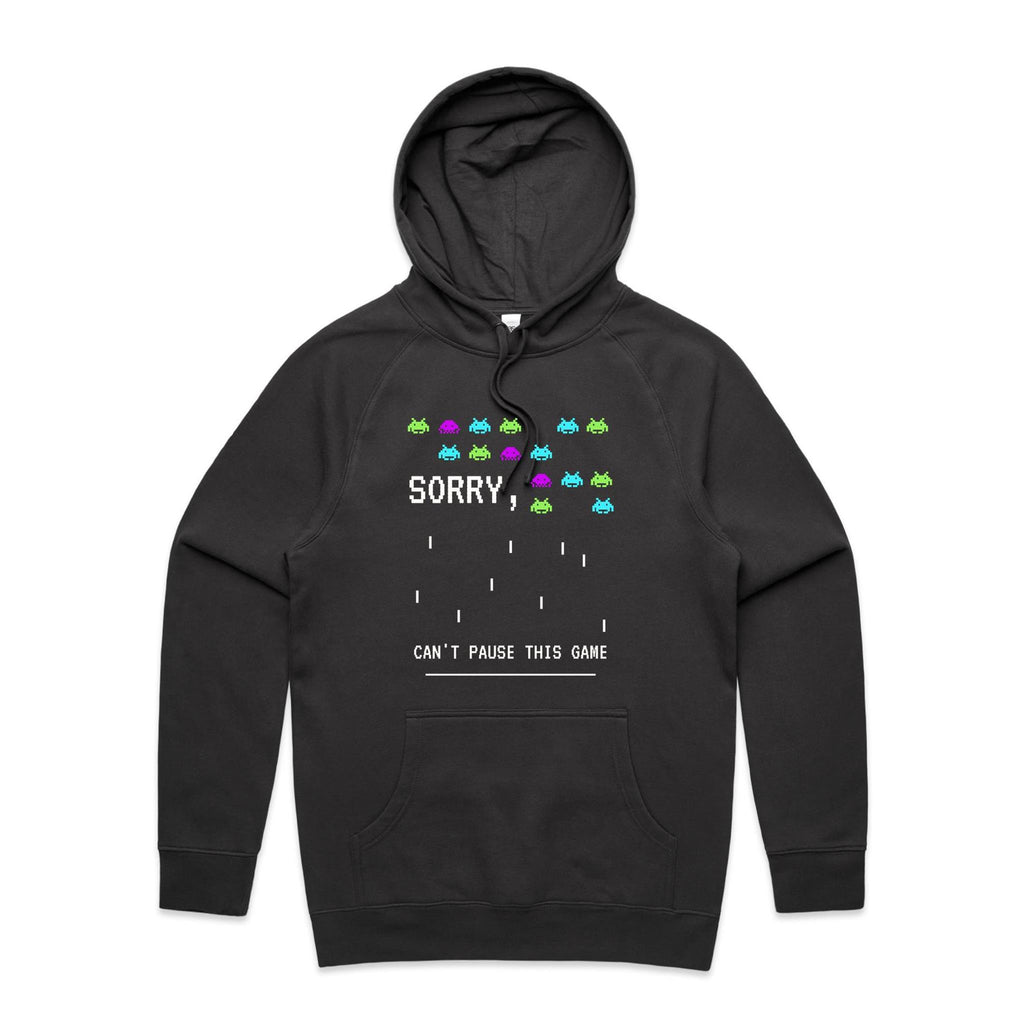 Sorry, Can't Pause This Game - Mens Hoodie Coal Mens Hoodie Games Printed In Australia