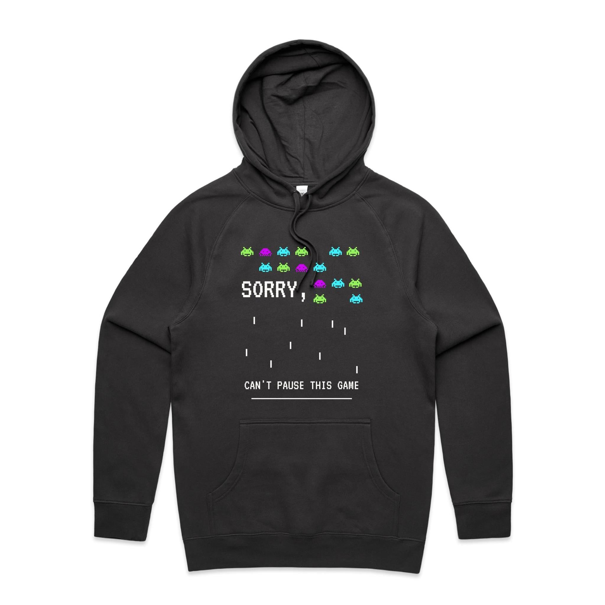 Sorry, Can't Pause This Game - Mens Hoodie Coal Mens Hoodie Games Printed In Australia