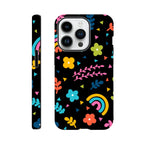 Bright Rainbow And Flowers - Apple iPhone Tough case iPhone 14 Pro iPhone Tough Case Globally Fulfilled Plants