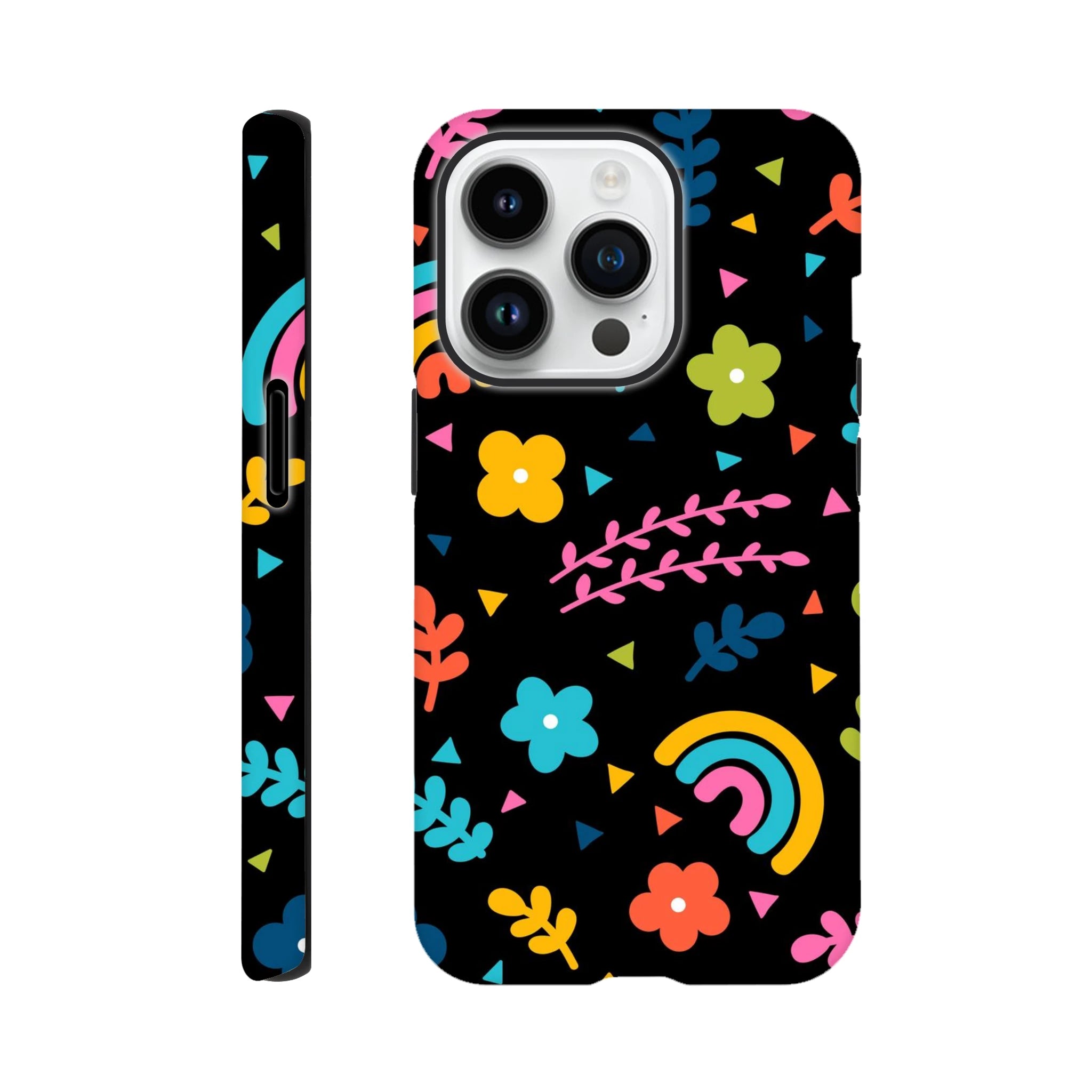 Bright Rainbow And Flowers - Apple iPhone Tough case iPhone 14 Pro iPhone Tough Case Globally Fulfilled Plants