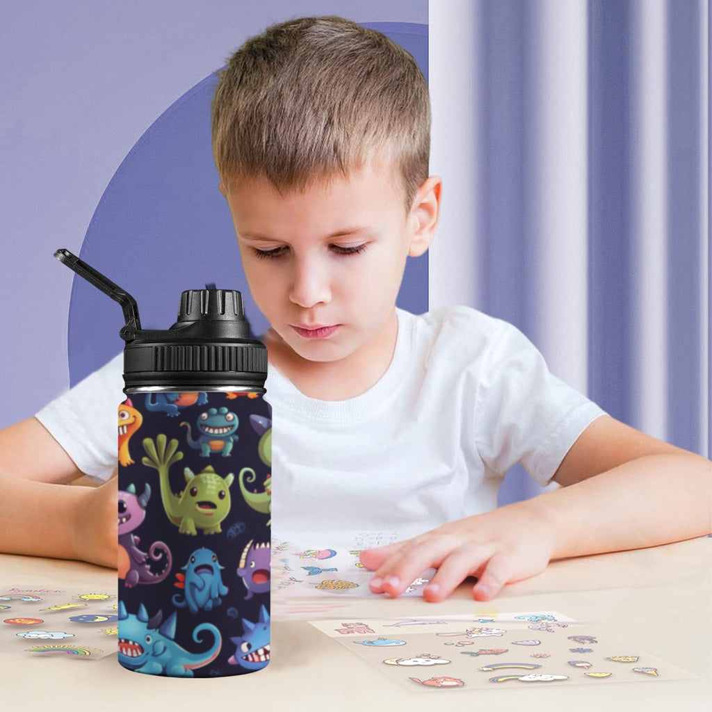 Monster Mania - Kids Water Bottle with Chug Lid (12 oz) Kids Water Bottle with Chug Lid Printed Offshore Sci Fi