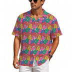 Bright And Bold Flowers Men's Crinkle Hawaiian Shirt