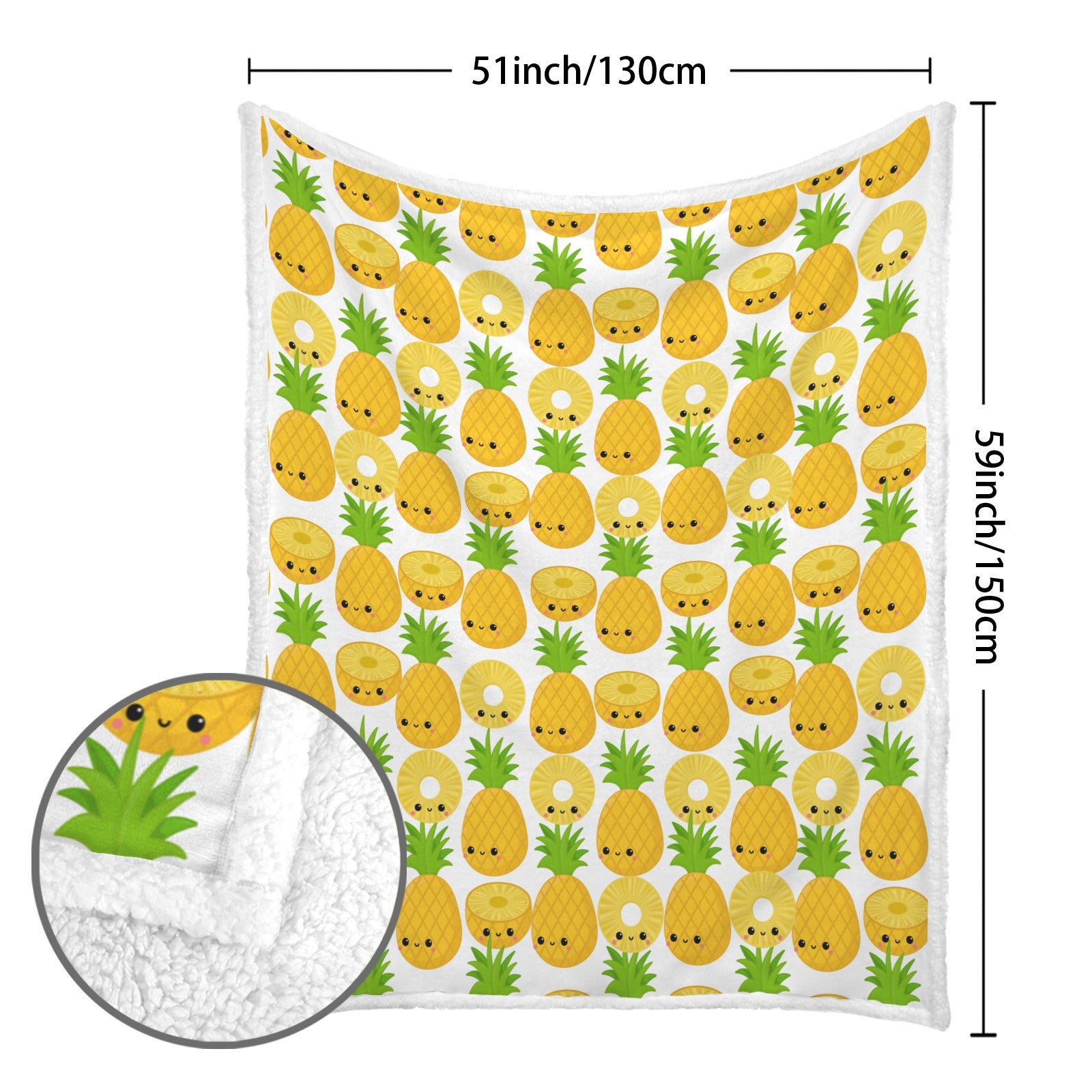 Happy Pineapples - Double-Layer Fleece Blanket 51"x59"