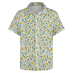 Delicate Frangipani Women's Collared Pocketless Short Sleeve Shirt