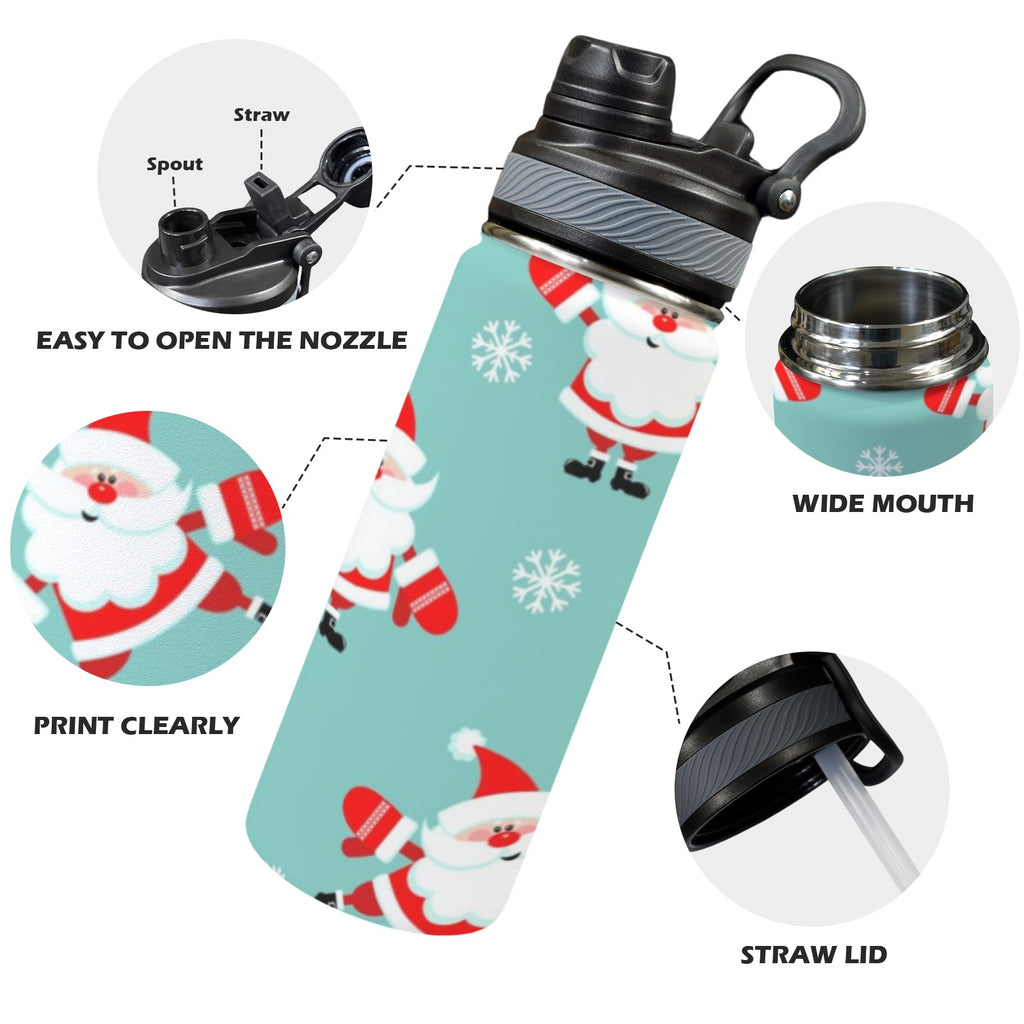 Santas - Insulated Water Bottle with Dual-Use Lid (18oz) Insulated Water Bottle with Dual-Use Lid (18oz) Christmas Printed Offshore