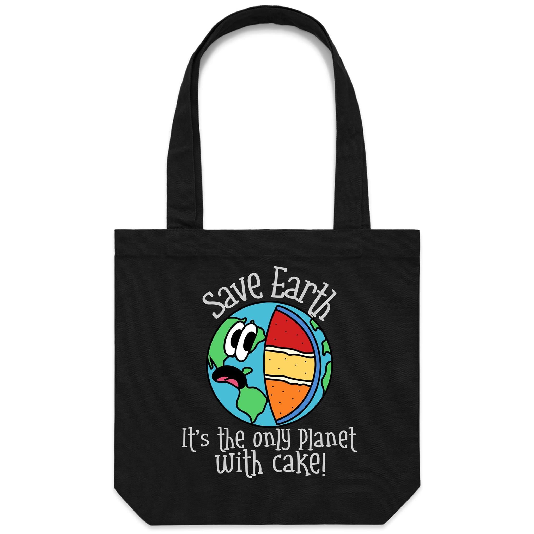 Save Earth, It's The Only Planet With Cake - Canvas Tote Bag Default Title Tote Bag Printed In Australia