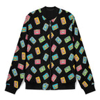 Colourful Cassette Tapes Men's Casual Zip‑Up Bomber Jacket