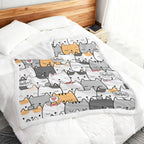 Cat Hello - Double-Layer Fleece Blanket 51"x59"