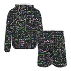 Equations In Green And Pink Men's Lightweight Sun Hoodie & Shorts Set Men's Lightweight Sun Hoodie & Shorts Maths Printed Offshore