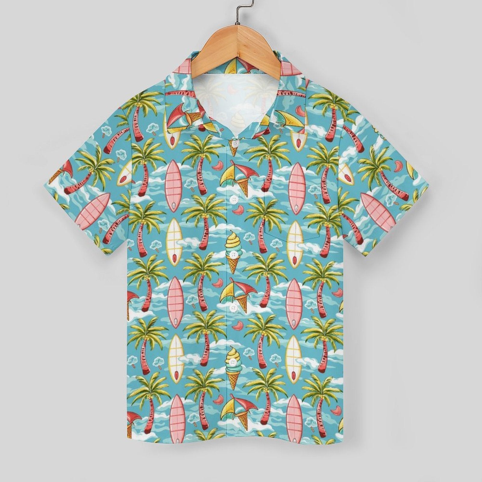 Summer Surf Kids Youth Short Sleeve Button Up Shirt
