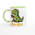 Personalised - Tea-Rex, Tea Drinking Dinosaur - 11oz Ceramic Mug Ceramic Green Personalised 11oz Mug animal Globally Fulfilled Tea