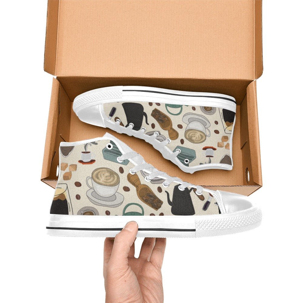 All The Coffee - Men's High Top Canvas Shoes