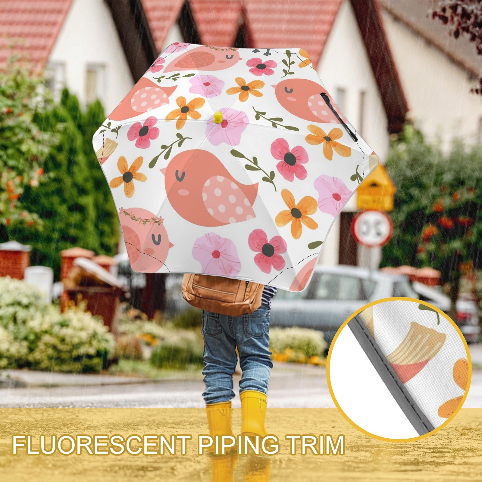Lovely Birds Kids Safe Round Corner Umbrella Kids Safe Round Corner Umbrella animal Printed Offshore