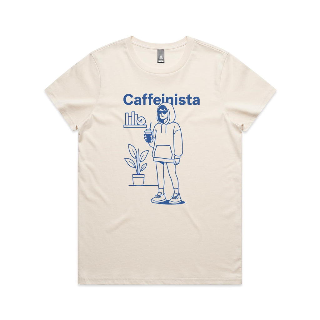 Caffeinista, Caffeine Women's AS Colour T-shirt Ecru Womens T-shirt Coffee Printed In Australia