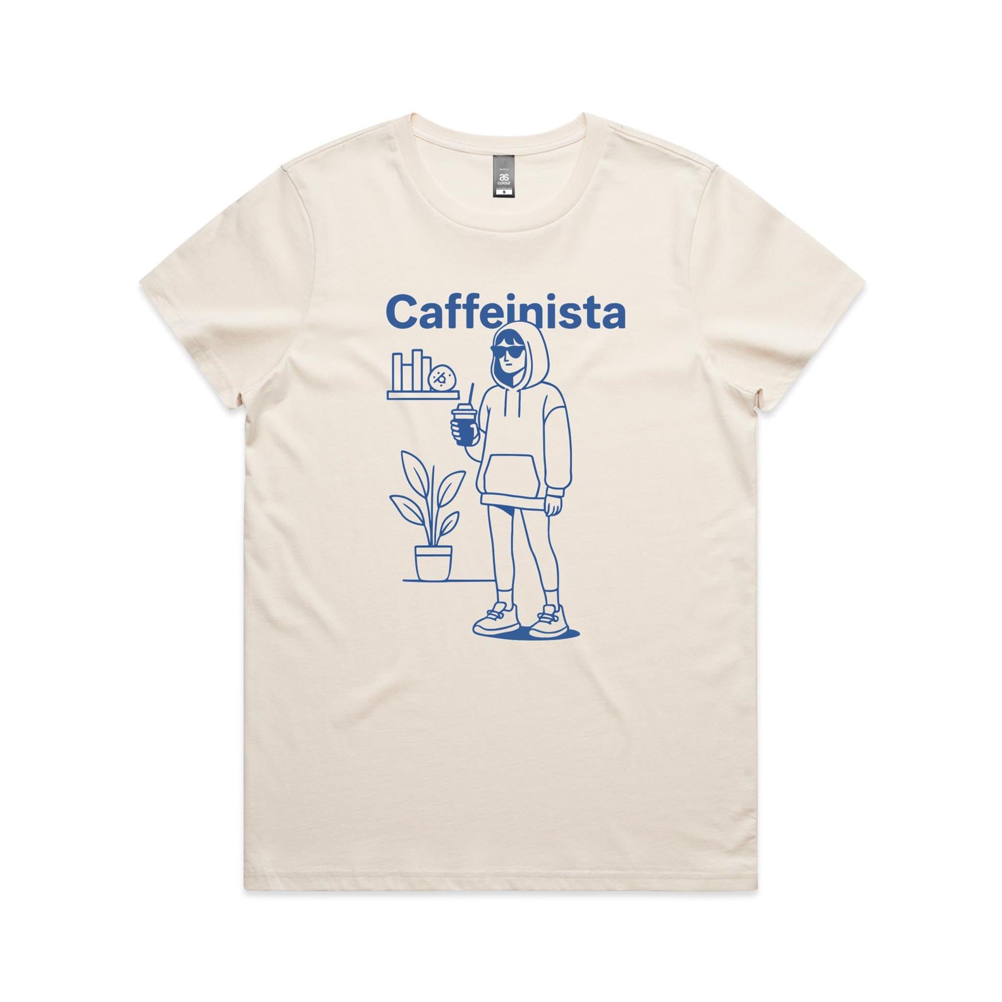 Caffeinista, Caffeine Women's AS Colour T-shirt Ecru Womens T-shirt Coffee Printed In Australia