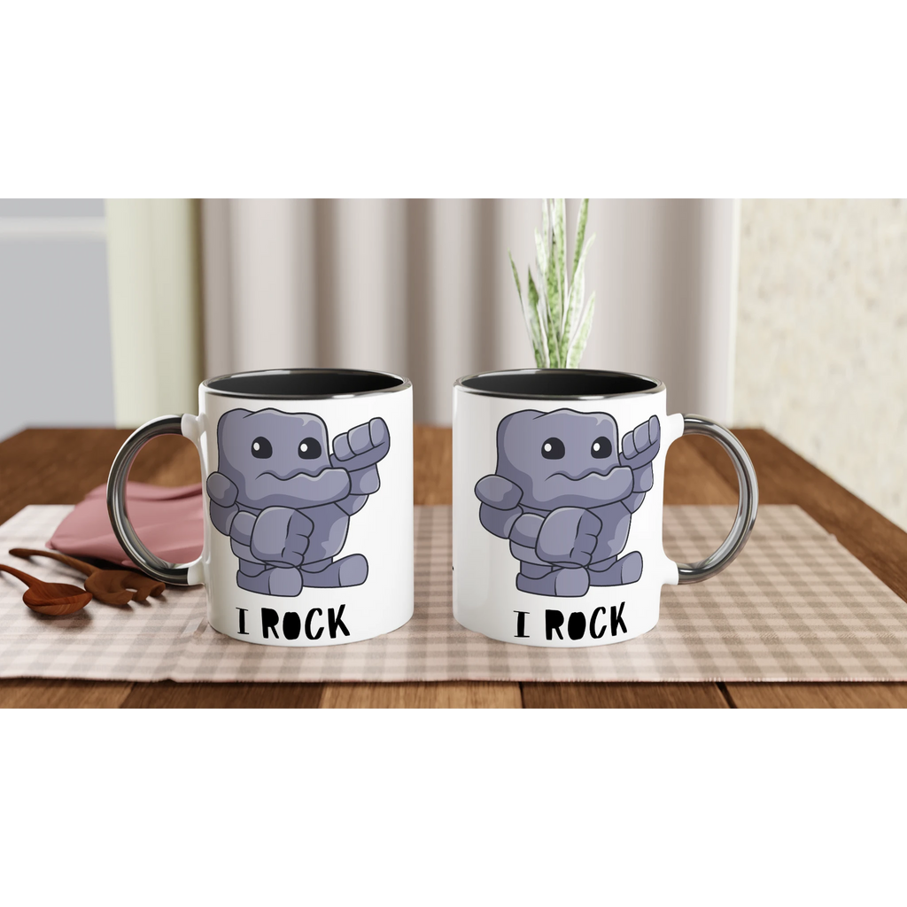 Pesonalise - I Rock - White 11oz Ceramic Mug Personalised Mug customise Globally Fulfilled Music personalise