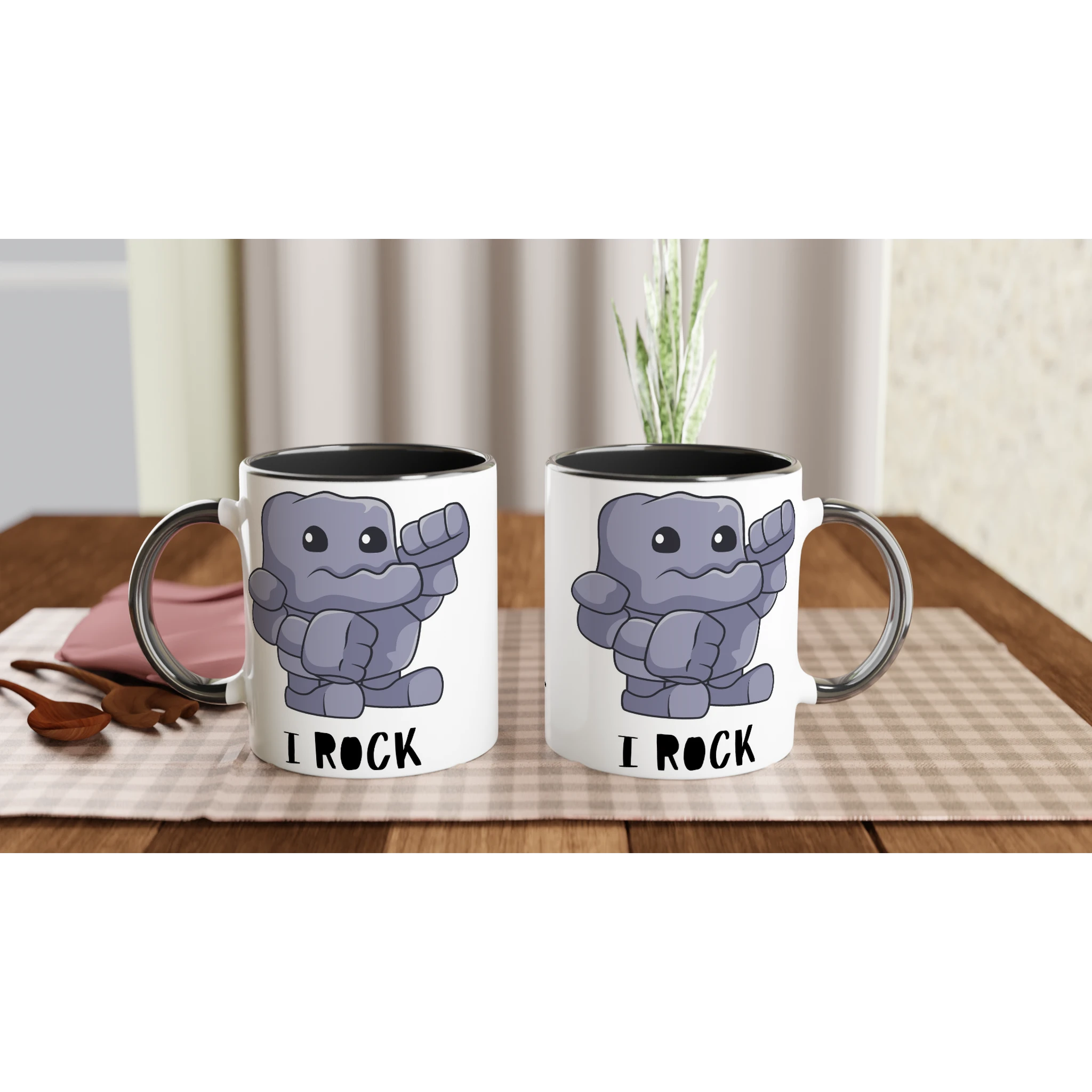 Pesonalise - I Rock - White 11oz Ceramic Mug Personalised Mug customise Globally Fulfilled Music personalise