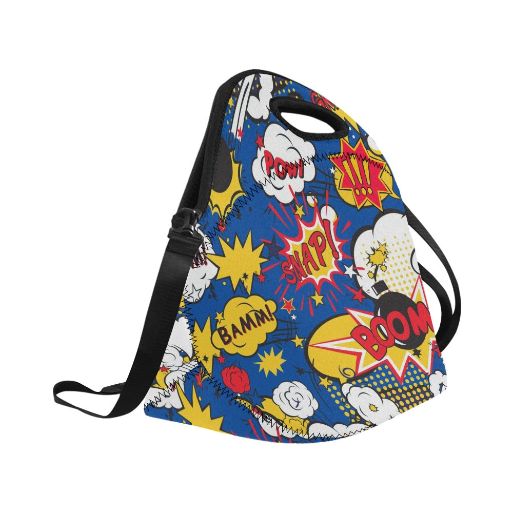Blue Comic Book - Neoprene Lunch Bag Neoprene Lunch Bag Printed Offshore