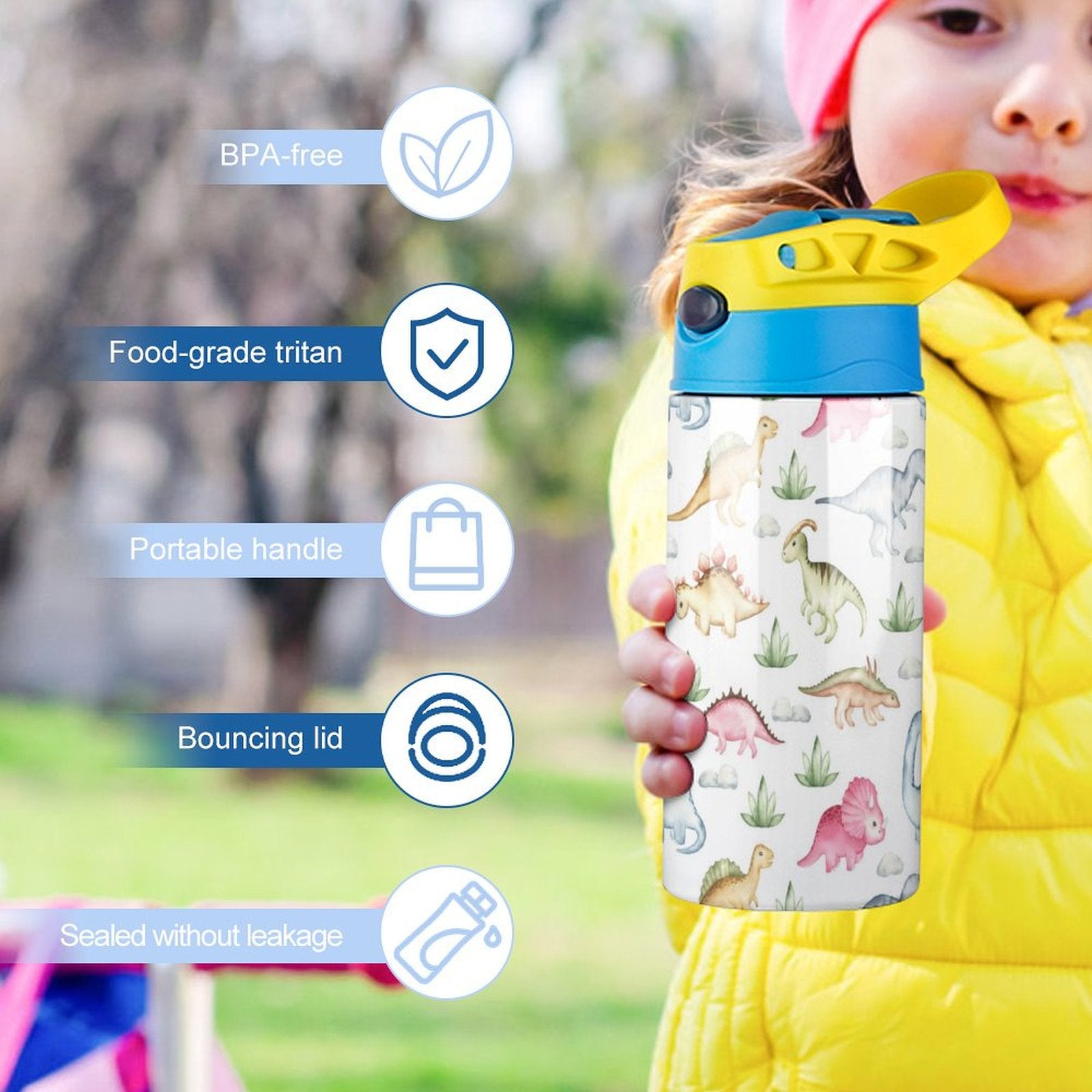 Cute Dinosaurs - Little Kids Water Bottle Little Kids Water Bottle animal Printed Offshore