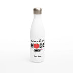 Personalised - Teacher Mode On - White 17oz Stainless Steel Water Bottle Default Title Personalised Water Bottle customise Globally Fulfilled personalise Teacher