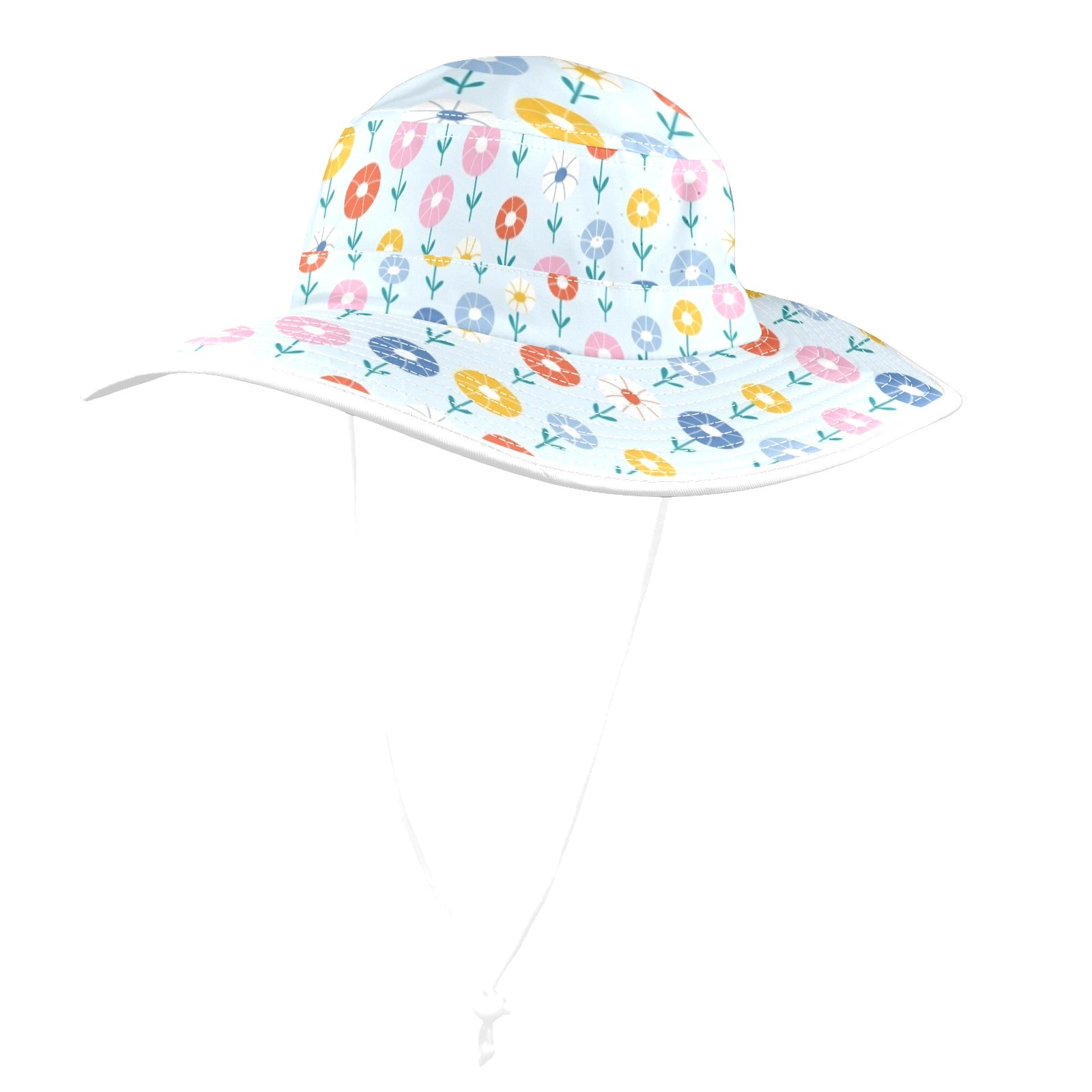 Abstract Cute Flowers Wide Brim Bucket Hat Wide Brim Bucket Hat Plants Printed Offshore