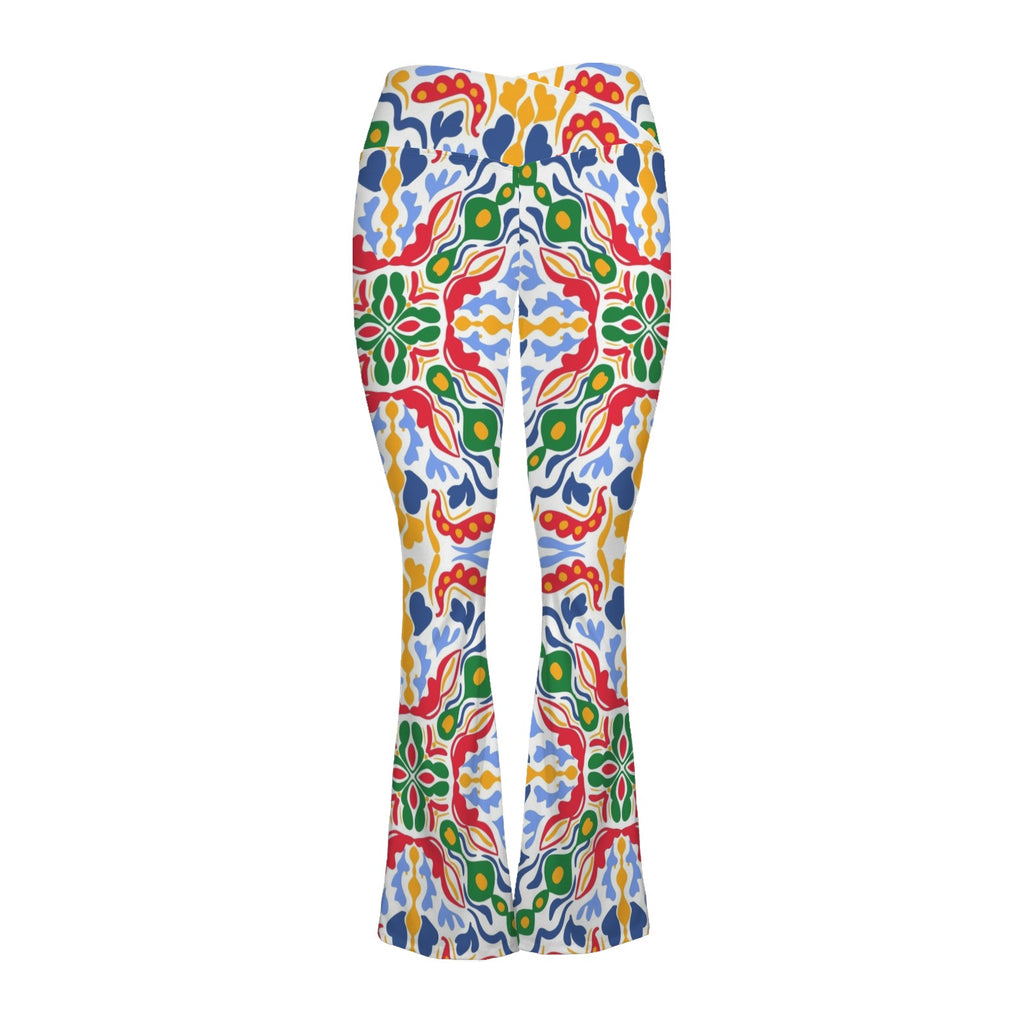 Bright Burst High Waist Crossover Tummy Control Flare Leggings High Waist Flare Leggings Printed Offshore