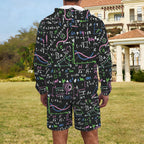 Equations In Green And Pink Men's Lightweight Sun Hoodie & Shorts Set Men's Lightweight Sun Hoodie & Shorts Maths Printed Offshore