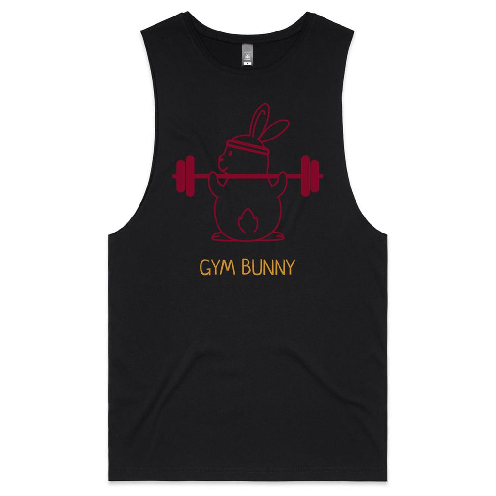 Gym Bunny - Tank Top Tee Black Drop Arm Tank Top Fitness Printed In Australia