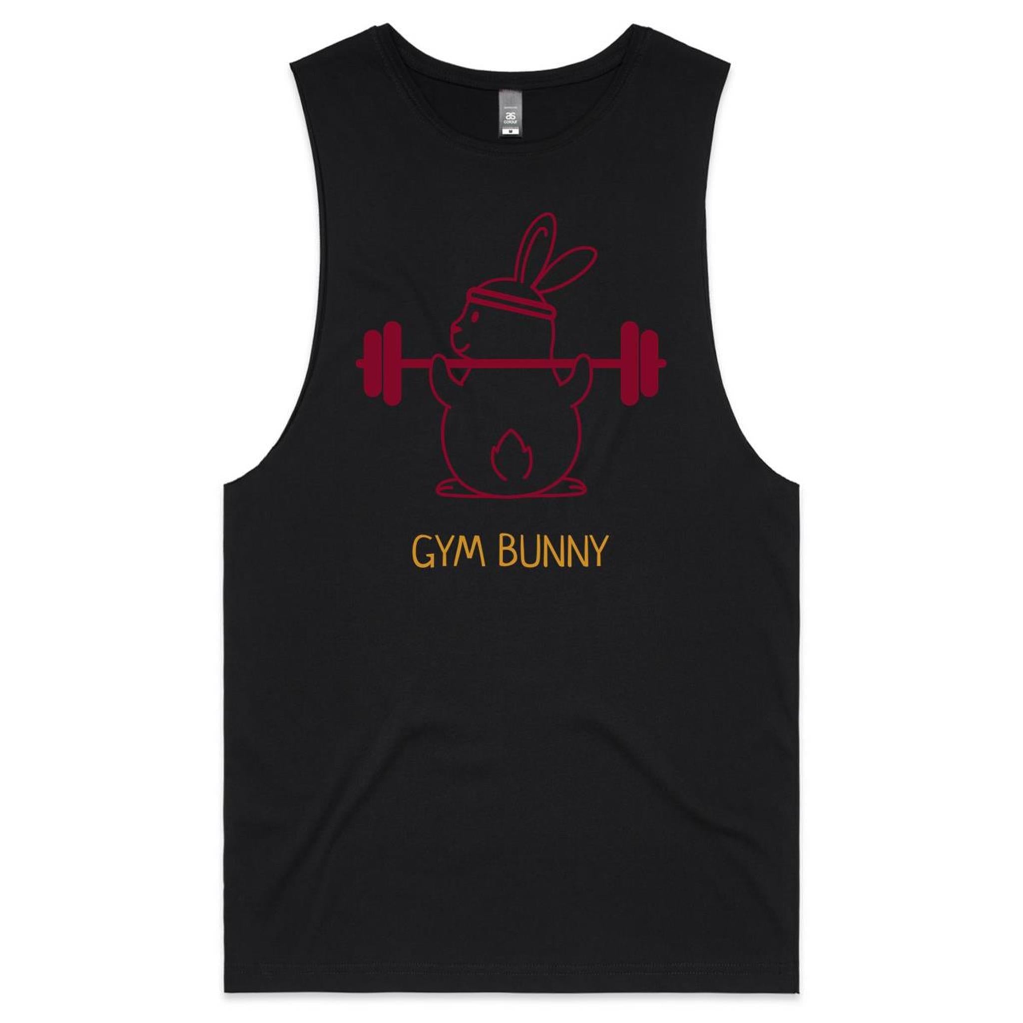 Gym Bunny - Tank Top Tee Black Drop Arm Tank Top Fitness Printed In Australia