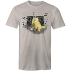 Cat Bass Player - Mens T-Shirt Light Grey Mens T-shirt animal Music Printed In Australia