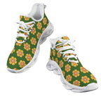 Yellow Flowers On Green Women's Twisted Sole Sneakers Twisted Sole Sneakers for Women Plants Printed Offshore Retro