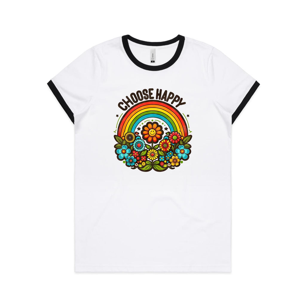 Choose Happy - Women's Ringer Tee