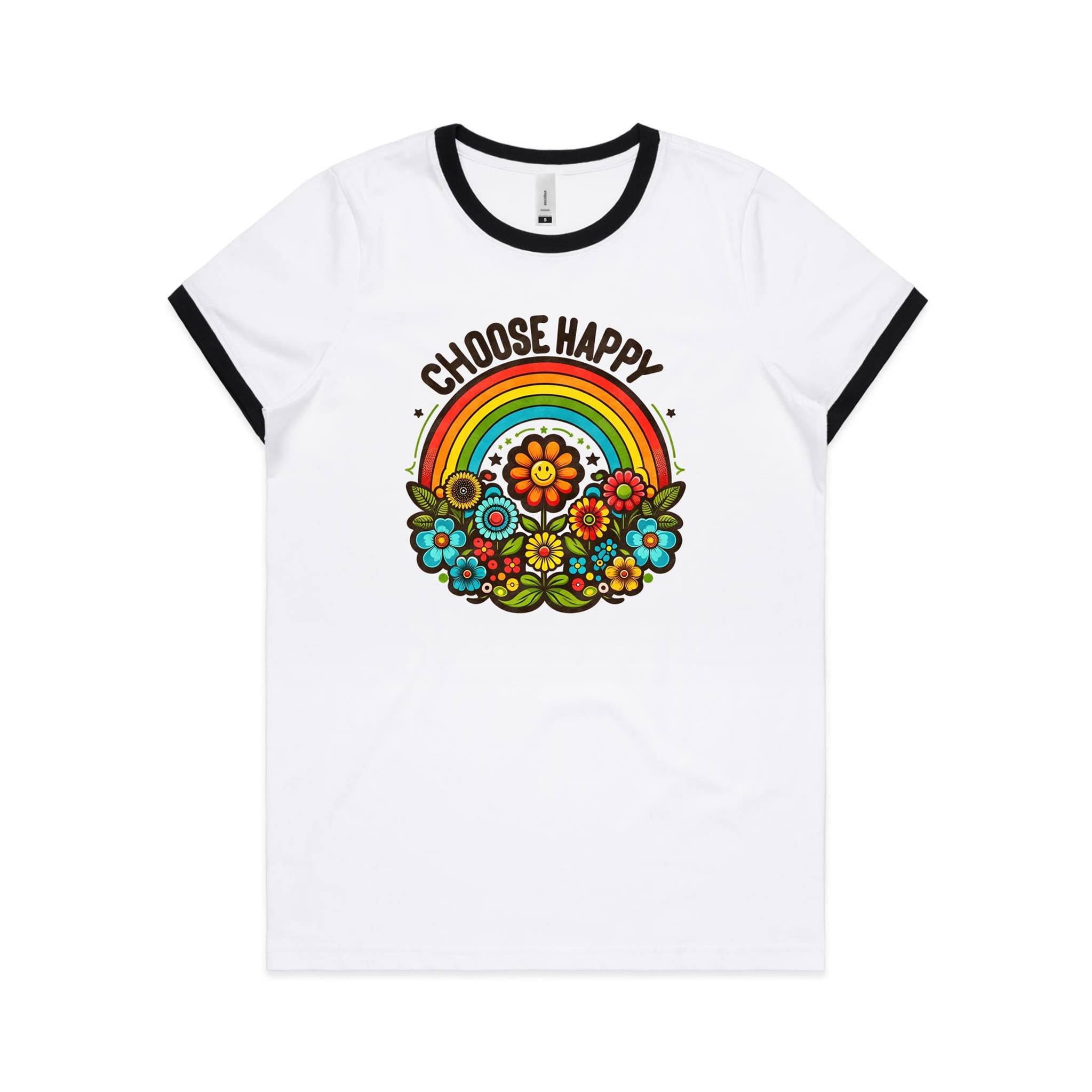 Choose Happy - Women's Ringer Tee