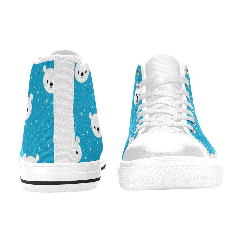 Bears On Blue - Kids' High Top Canvas Shoes Kids High Top Canvas Shoes animal Printed Offshore