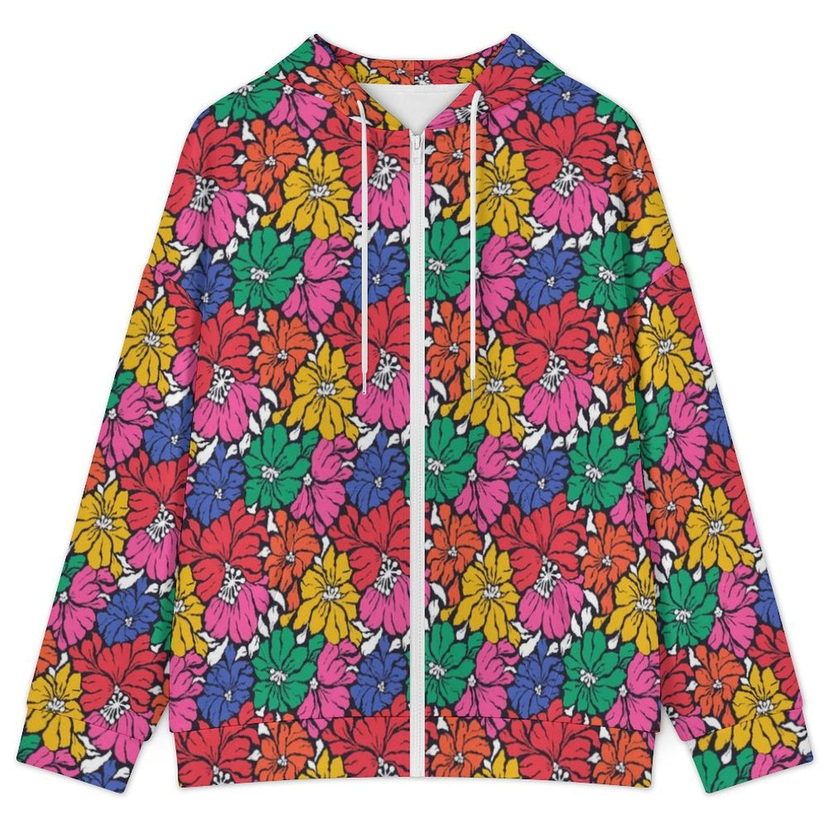 Bright And Bold Flowers Women's Full-Zip Hoodie