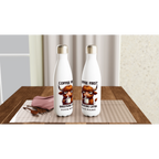 Personalise - Coffee First, Questions Later, Highland Cow - White 17oz Stainless Steel Water Bottle Personalised Water Bottle animal Coffee Globally Fulfilled