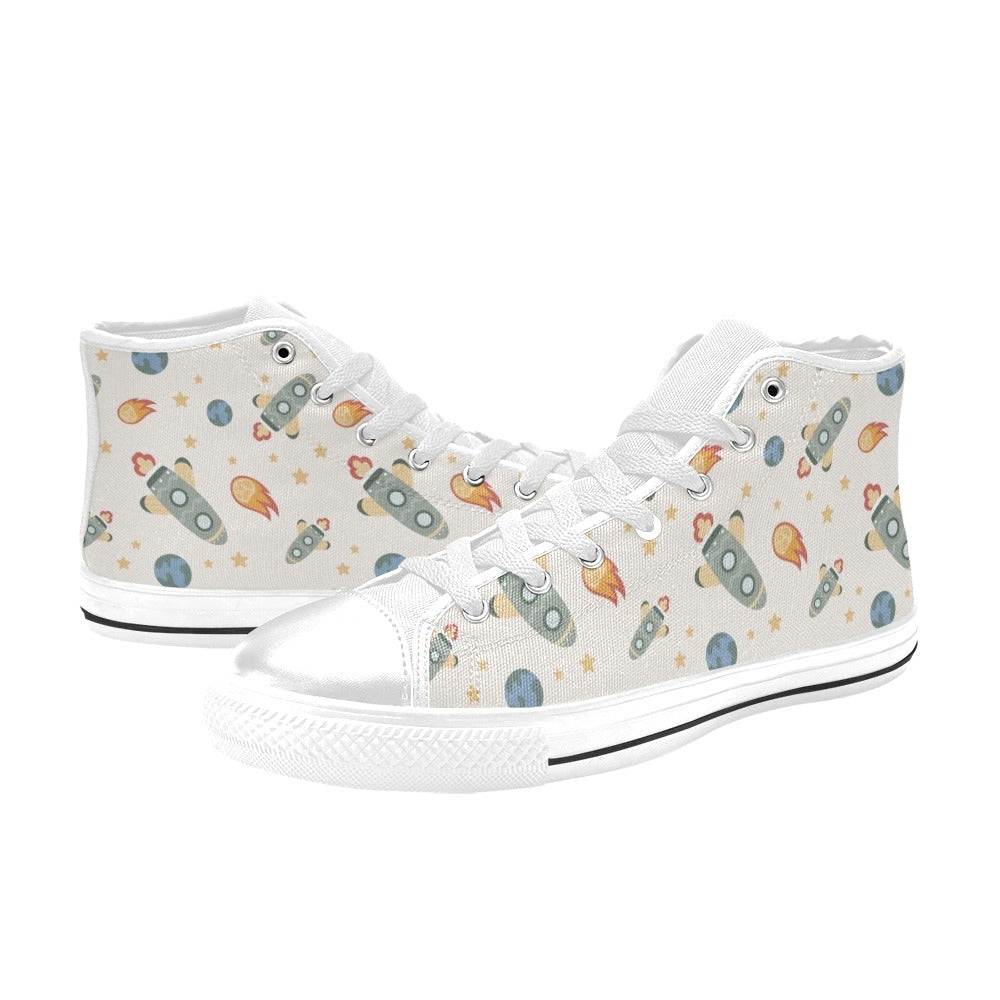 Rockets Men's High Top Canvas Shoes Men's Classic High Top Canvas Shoes Printed Offshore Space