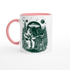 Alien And Bigfoot Play Guitar - White 11oz Ceramic Mug with Color Inside Ceramic Pink Colour 11oz Mug Globally Fulfilled Music Sci Fi