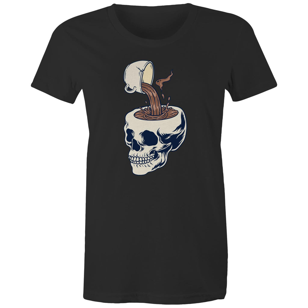 Coffee Skull - Womens T-shirt Black Womens T-shirt Coffee Printed In Australia