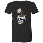Coffee Skull - Womens T-shirt Black Womens T-shirt Coffee Printed In Australia