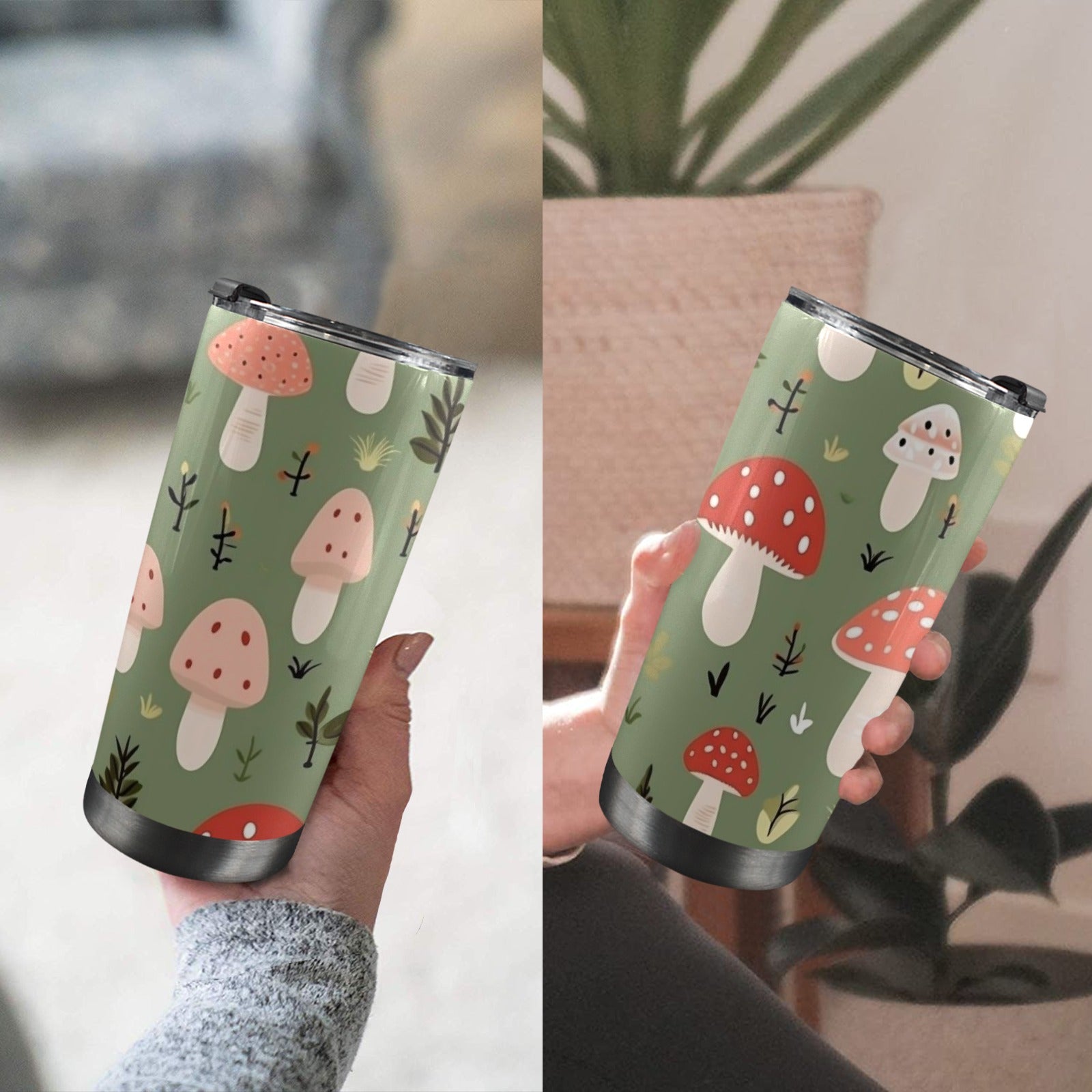 Toadstools - 20oz Mobile Tumbler with Lid (Black Lock) 20oz Travel Mug Printed Offshore