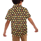 Round Pizzas On Black Junior Kids Hawaiian Shirt
